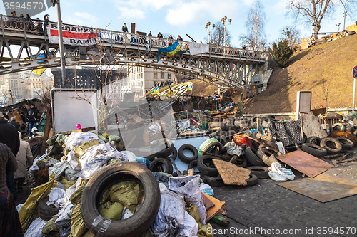 Image of Ukrainian revolution, Euromaidan after an attack by government f