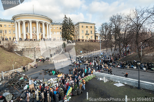 Image of Ukrainian revolution, Euromaidan after an attack by government f