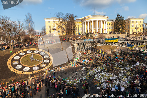 Image of Ukrainian revolution, Euromaidan after an attack by government f