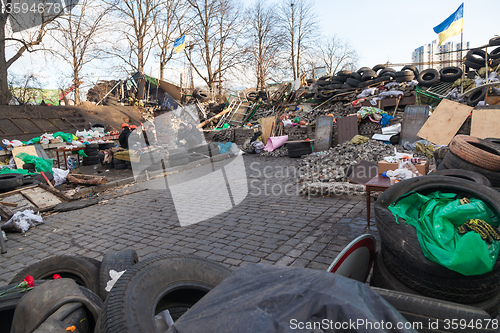 Image of Ukrainian revolution, Euromaidan after an attack by government f