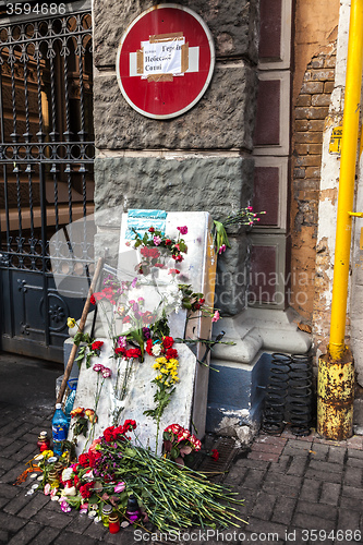 Image of Ukrainian revolution, Euromaidan after an attack by government f