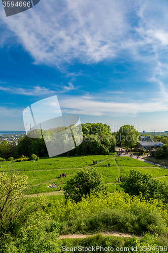 Image of Cityscape of Kiev, Ukraine. Green trees, landscape