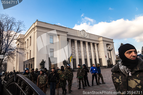 Image of Ukrainian revolution, Euromaidan after an attack by government f