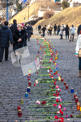 Image of Ukrainian revolution, Euromaidan after an attack by government f