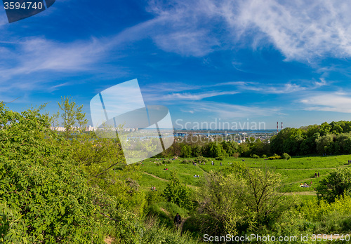 Image of Cityscape of Kiev, Ukraine. Green trees, landscape