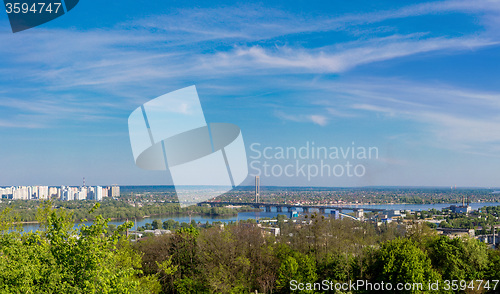 Image of Cityscape of Kiev, Ukraine. Green trees, landscape