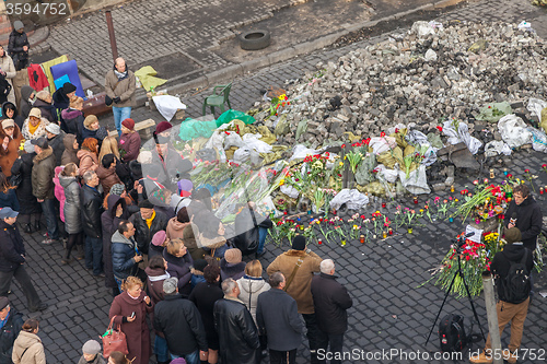 Image of Ukrainian revolution, Euromaidan after an attack by government f