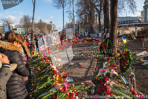 Image of Ukrainian revolution, Euromaidan after an attack by government f