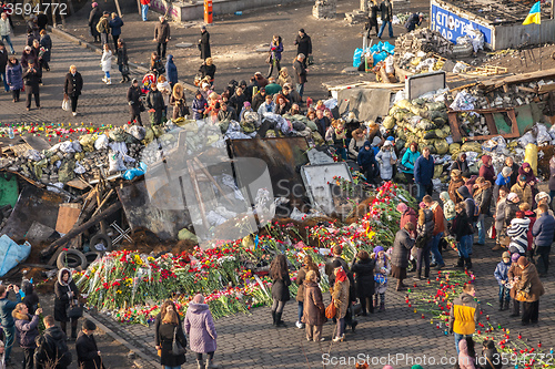 Image of Ukrainian revolution, Euromaidan after an attack by government f