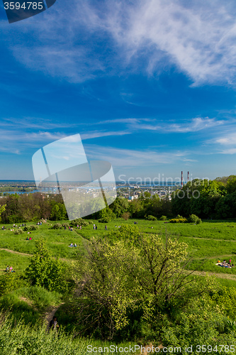 Image of Cityscape of Kiev, Ukraine. Green trees, landscape