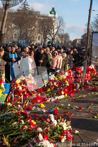 Image of Ukrainian revolution, Euromaidan after an attack by government f