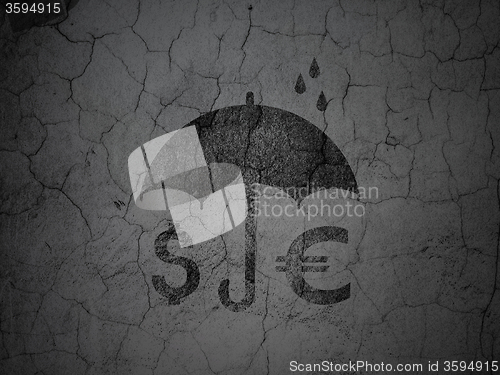 Image of Privacy concept: Money And Umbrella on grunge wall background