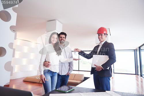 Image of couple buying new home with real estate agent