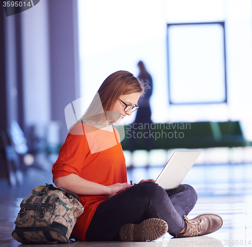 Image of student girl with laptop computer