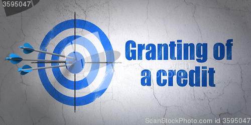 Image of Money concept: target and Granting of A credit on wall background