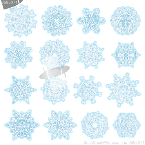 Image of Christmas Snowflake set. EPS 10