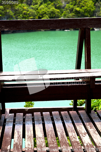 Image of  coastline of a green lagoon and tree  south balcony