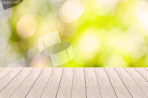 Image of Wood Plank with Bokeh Background