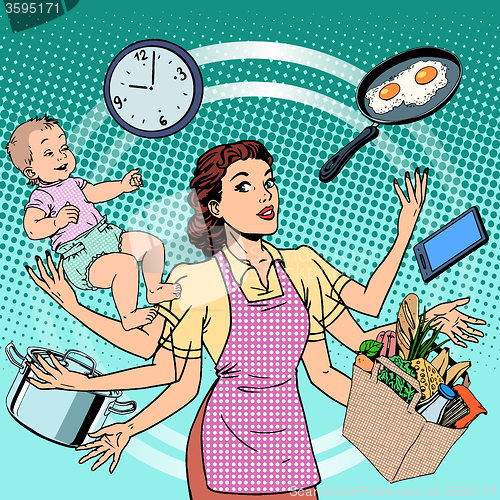 Image of Housewife work time family success woman