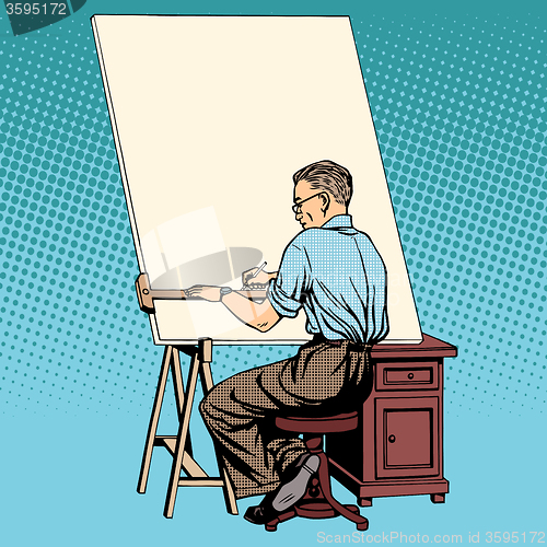 Image of Scientist designer asian engineer working drawings