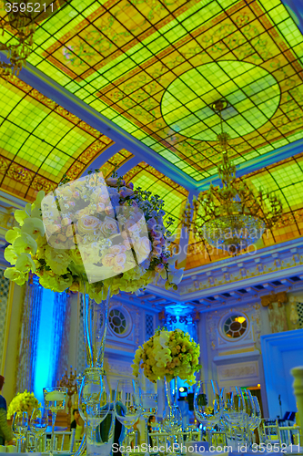 Image of flowers on table in wedding day