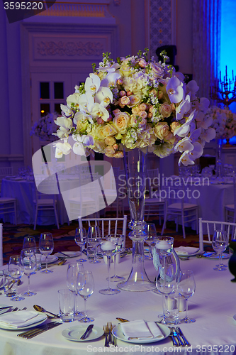 Image of flowers on table in wedding day