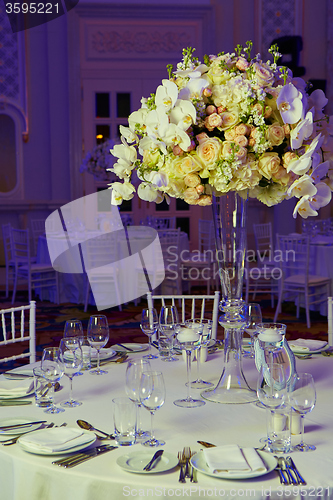 Image of flowers on table in wedding day