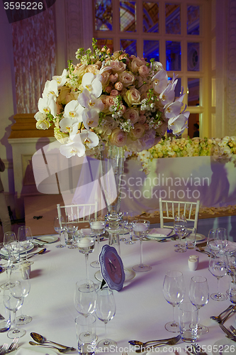 Image of flowers on table in wedding day