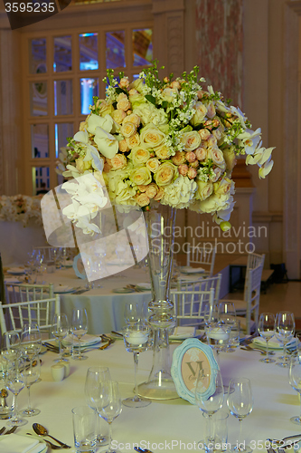 Image of flowers on table in wedding day