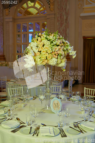 Image of flowers on table in wedding day