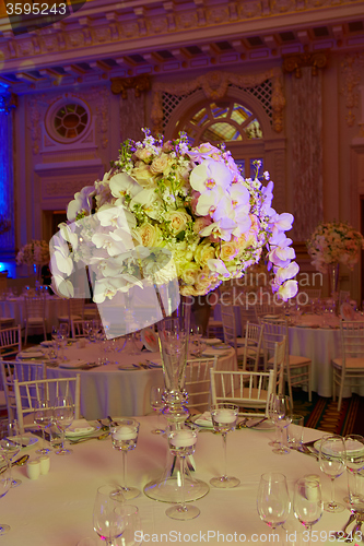 Image of flowers on table in wedding day