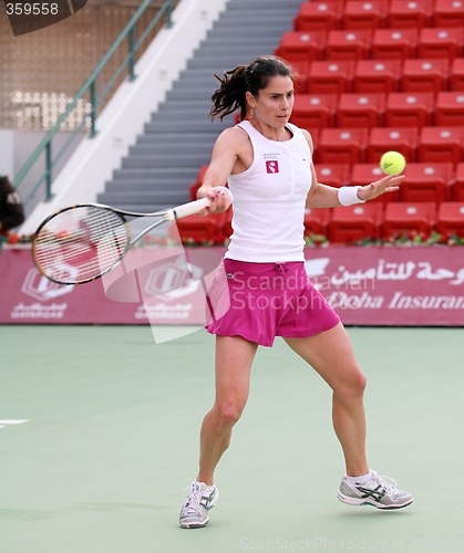 Image of Nathalie Dechy in action at Qatar Open 2008