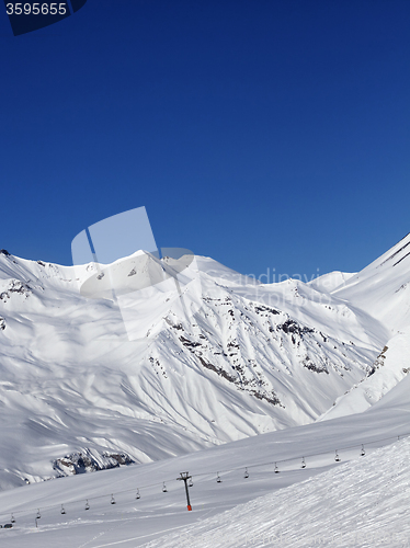 Image of Ski slope and ropeway at nice sun day