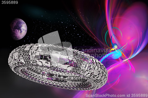 Image of Fictional universe with space ship