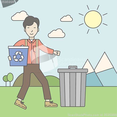 Image of Man with recycle bins.