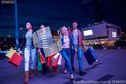 Image of Group Of Friends Enjoying Shopping