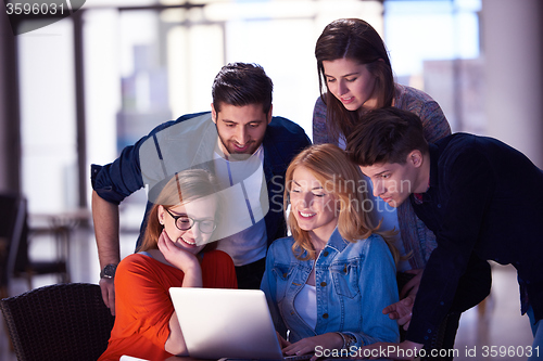 Image of students group working on school  project  together