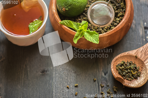 Image of berries  tea composition