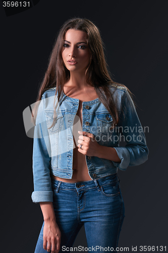 Image of Fashion model in denim style