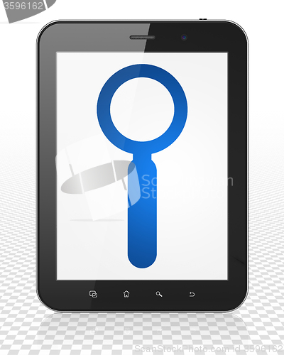 Image of Data concept: Tablet Pc Computer with Search on display
