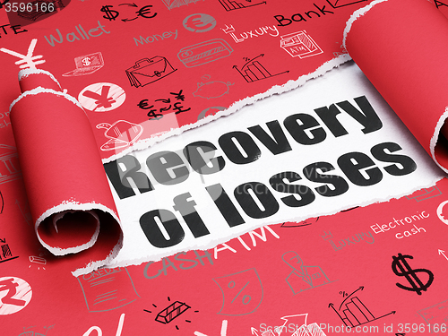 Image of Money concept: black text Recovery Of losses under the piece of  torn paper