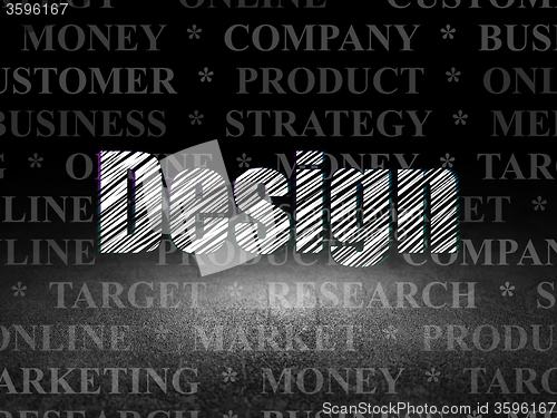 Image of Advertising concept: Design in grunge dark room