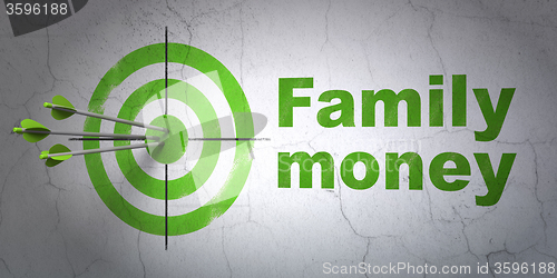 Image of Banking concept: target and Family Money on wall background