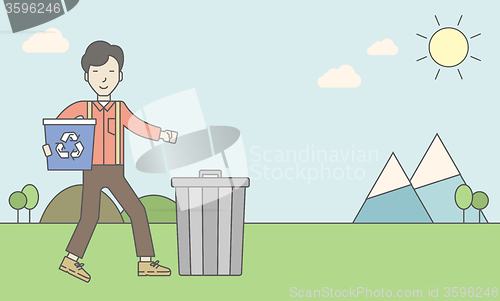 Image of Man with recycle bins.