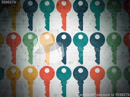 Image of Security concept: Key icons on Digital Paper background