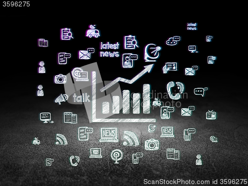 Image of News concept: Growth Graph in grunge dark room