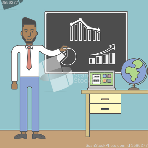 Image of Man with blackboard.