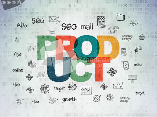 Image of Advertising concept: Product on Digital Paper background