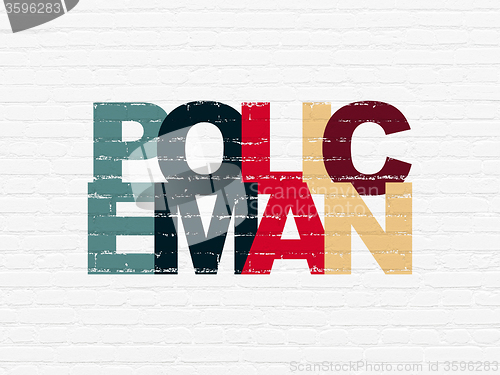 Image of Law concept: Policeman on wall background
