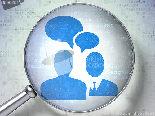 Image of Business concept: Business Meeting with optical glass on digital background